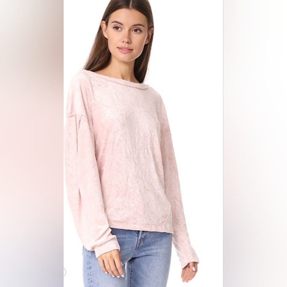 Free People We The Free Milan Layering Top Crushed Velvet Pink size medium